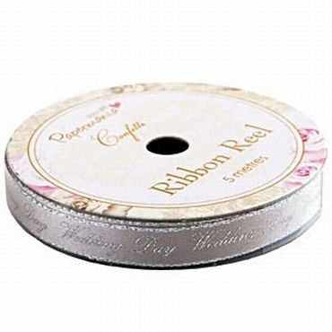 5 Meter WEDDING DAY lint op rol, zilverkleurig