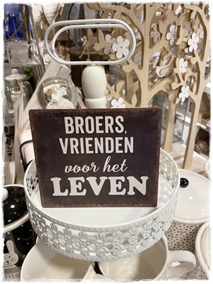 Metalen bordje, Broers, vrienden voor het leven, afm. 15×13 cm.