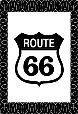 Dubbele Kaart, Zwart Wit, Met Glitzsteentje Erop, Plus Enveloppe “ROUTE 66”