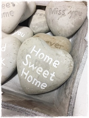 Hart Van Oude Look Steen, HOME SWEET HOME (witte Letters)… 9 Cm Doorsnee