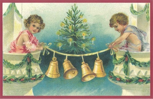 Victoriaanse postcard, Angels with bells
