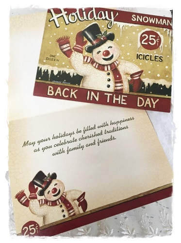Supermooie dubbele kaart “Holliday snowman”13,5 x 17,5 cm. plus enveloppe