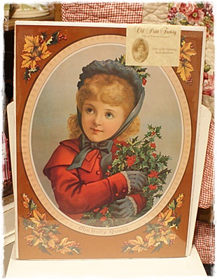 SALE Kerstposter, vistoriaanse afb. Holly Queen 41,5×30,5 cm