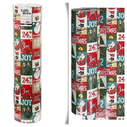 Rol nostalgisch kerstpapier 150 meter, 57 cm. breed Nog 1 rol beschikbaar