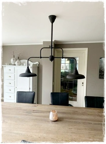 SALE! JDL Stoere Industriele Plafondlamp/hanglamp/lamp Met Dubbele Arm, Donker Gepatineerd Metaal