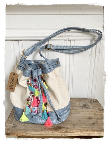 SALE! Festival bucket tas, kleur spijker, 27 x 22 x 13 cm, katoen en polyester