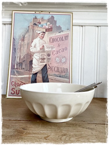 JDL Bowl, cremekleur vintage groot model, 12 cm. hoog x 30 cm. doorsnee, (voor soep, sla, enz)