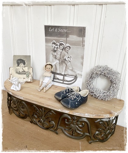 Prachtige oude look wand console ornament ovaal 60x19x14cm