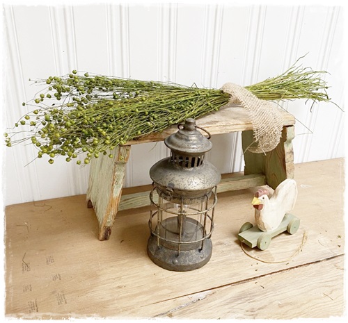 Bos Droogbloemen Groen, 55-60 Cm. Lang Met Jute