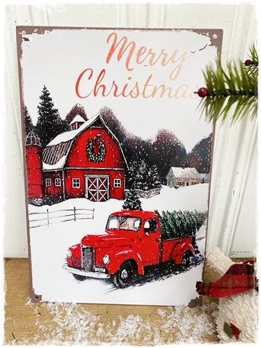 Metaal bord Merry Christmas 20 x 30 cm. (oude look)