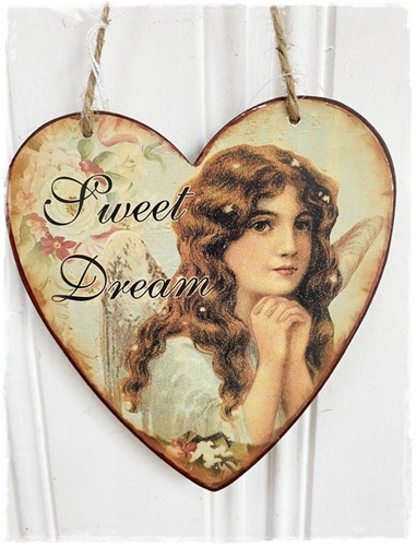 Oude look hart, Sweet dreams afm. 15 x 13,5 cm