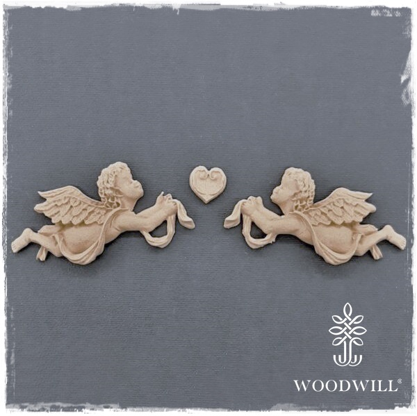 Woodwill Little angel set ornament hout