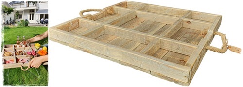 Zomeraanbieding! Superleuke robuuste vakkentray/dienblad 55 x 55 cm.