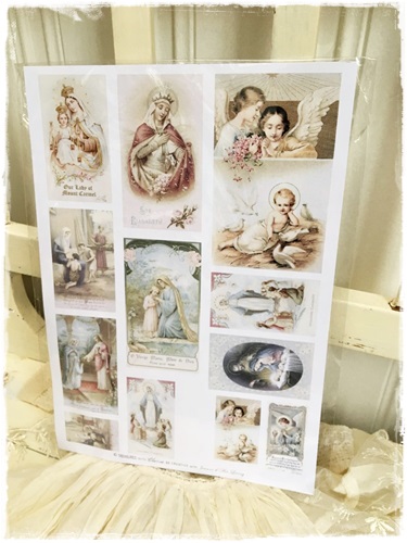 Knipvel/sheet Tressures, A4 formaat collectie JDL religieuze antieke afbeeldingen.