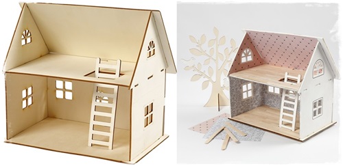 DIY Poppenhuisje maken van triplexhout 25 x 27 x 18cm (bouwpakketje)