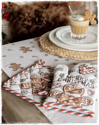 Hele leuke set pannenlap plus ovenwant Gingerbread (peperkoek)