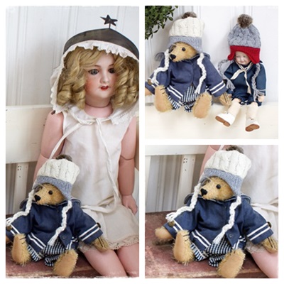 mutsje ornament boom 11 cm hoog (zonder de vlechtjes en 11 cm. breed 3,95 creme grijs