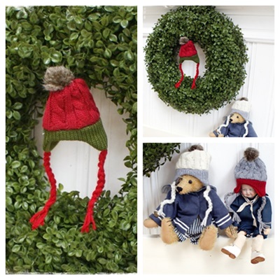 lief mutsje in de kleur bordeaux/groen voor in de boom, of voor de pop of beertje