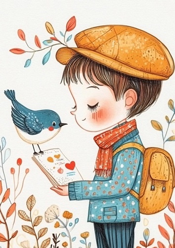 Postcard, ik ga naar school en ik kom tegen 10,5 x 14,8 cm