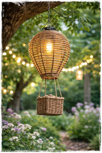 Luchtballon met solarverlichting, afm. 16 x 16 x 38 cm. met ophangketting.