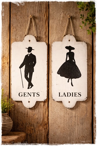 metaal bord, gents ladies a