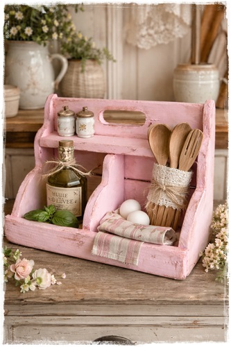 Landelijke gruttersbak roze met patina afm. 32,5 cm. breed x 23 cm. hoog en 15 cm. diep.