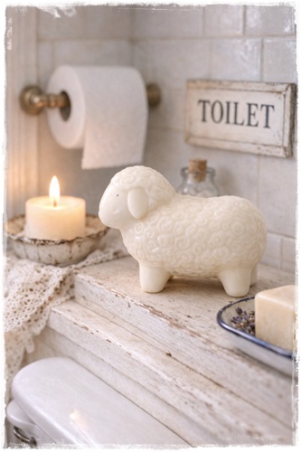 Heel lief en leuk schaapje van zeep (100 gram) wit/creme in de geur weide afm. 8 x 7 x 4 cm.