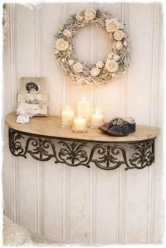 SALE! Prachtige oude look wand console ornament ovaal 60x19x14cm