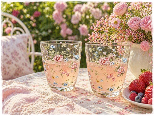 Sapglas Engelse tuin, afm. 9 cm. hoog en 8 cm. doorsnee.