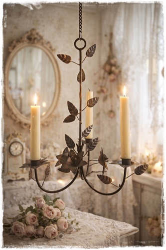 SALE! JDL Kroonluchter zwart voor 3 kaarsen 33 cm. doorsnee, plus lange ketting