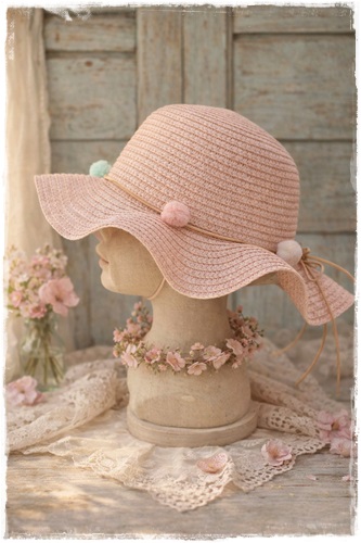 Kinderhoedje Roze met gekleurde bolletjes