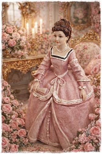 Prachtige Roccoco dame in de vorm van een juwelendoos, 25,5 cm. hoog