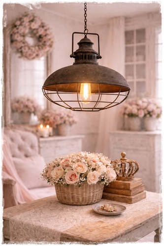 SALE! hanglamp roestkleur, ledlicht op batterijen aan ketting