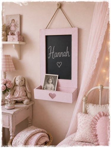 Krijtbord met bakje eraan waar een open hartje in zit. 50 x 30 cm.