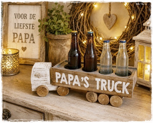 Papa’s truck, een superleuk vaderdagkado! In deze truck passen 4 flesjes drinken