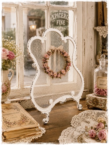 Brocante houder (oorbelhouder) of decoratie raamhor 26 cm. hoog x 20,5 cm. breed