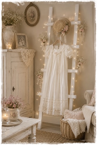 Brocante ladder wit van 2 meter hoog en 50 cm. breed, leuk om handdoekjes op te hangen maar ook als decoratiestuk in de huiskamer