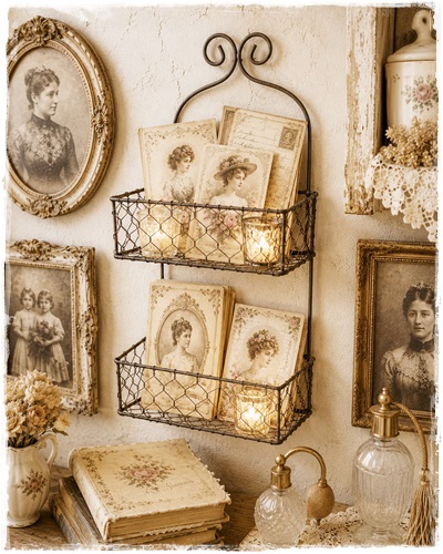 Landelijk rek wat kan staan en hangen 45 cm. hoog x 20 cm. breed x 12 cm. diep