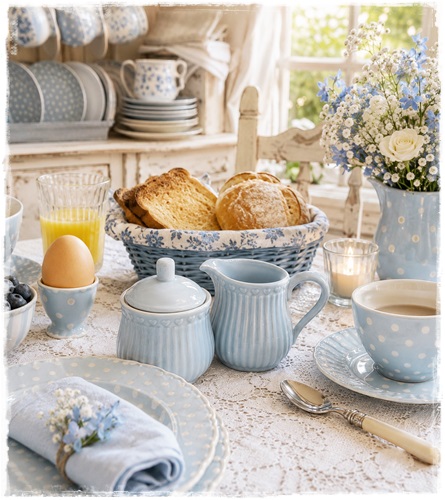 Sale! Melkkannetje plus suikerpot met deksel van porselein lichtblauw