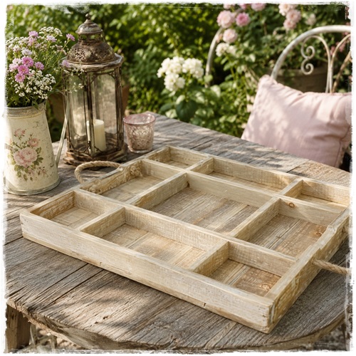 Zomeraanbieding! Superleuke robuuste vakkentray/dienblad 55 x 55 cm.