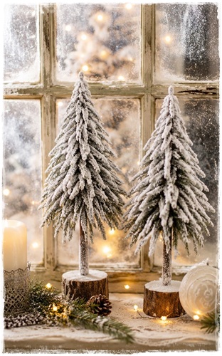 Prachtig besneeuwd winterkerstboompje op voet , afm. 17 x 14 x 44 cm. groot